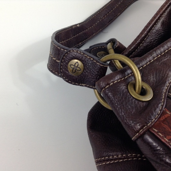 Relic Fabric Print Stripe Brown Faux Leather Bag - Picture 7 of 8